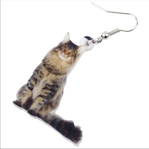 Black & Gray Long Hair Cat Earrings!!🐱🐱